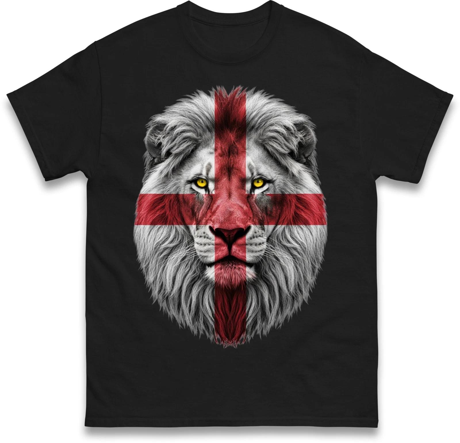 Saint George Lion 100% Cotton T-shirt Mens Womens Tees Top, St Georges Day Tee Shirt, England Flag 100% Cotton T-shirt Mens Womens Tees Top 2XL