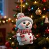 2D Flat Cute Snowman Car Ornament Christmas Tree Decor PVC Hanging Pendant For Home Office Holiday Decoration Gift