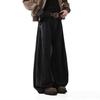 American retro black wide-leg jeans men's high-end scimitar pants spring and autumn loose casual tooling trousers