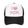 Romantic Pink I Love Mom Gift Custom Mesh Baseball Caps Women Men Spring Female Beach Sunscreen Hat Hip Hop Trucker Cap