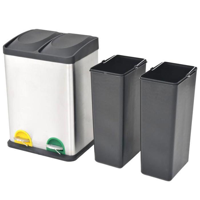 VidaXL Poubelle à ordures Acier inoxydable 36 L