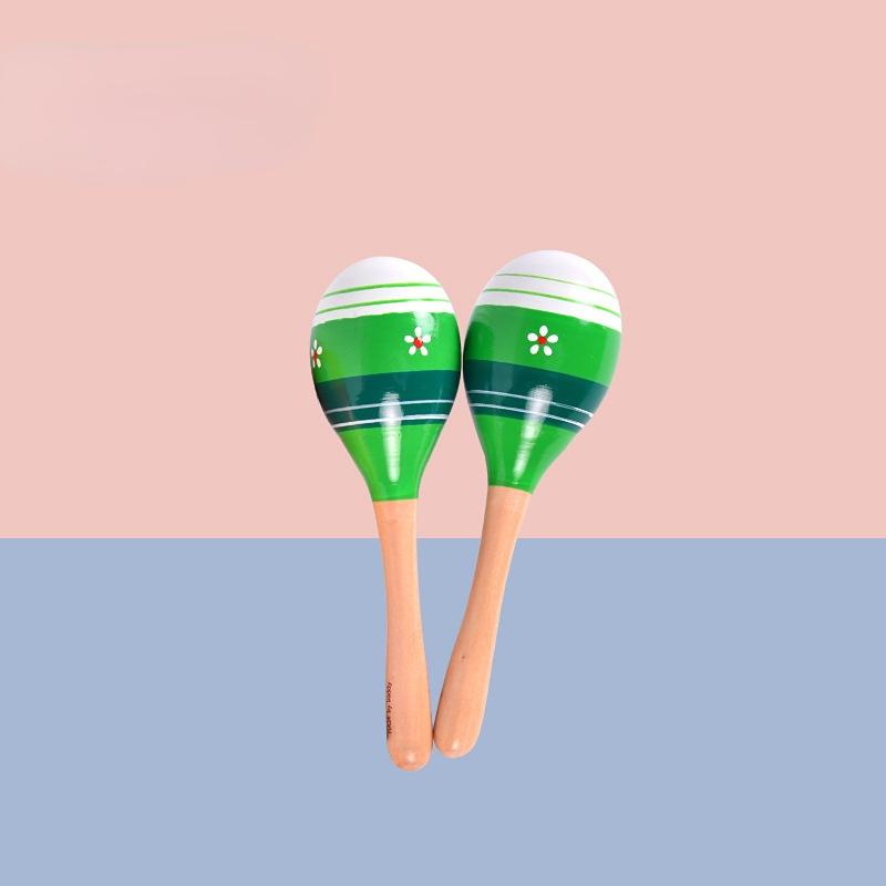 Baby Wooden Sand Hammer Bell Kindergarten Infant Early Education Music Percussion Instrument Grasping Training Sandball Toy