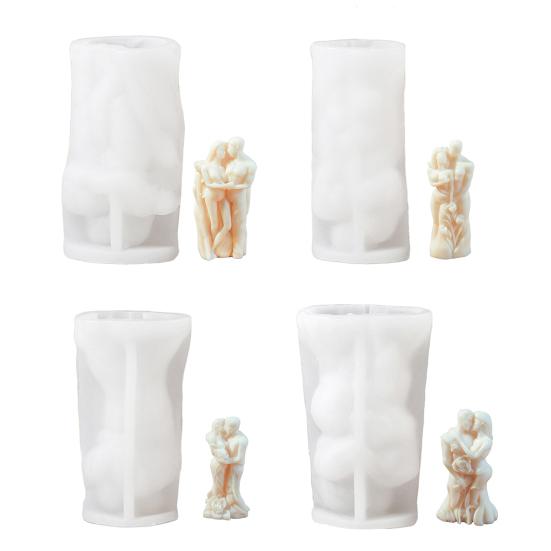 DIY Valentine's Day Silicone Mold Couple Embracing Heart Shape Mold for Aromatherapy Candles Plaster