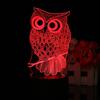 Noční LED světlo 3D na dotyk ve tvaru sovy, 7 barev, stolní lampa, domácí dekorace