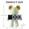 Resin Bear Alarm Clock Desktop Ornament Nordic Bear Decoration Battery/Plug-in Use Handicrafts Holiday Gifts for TV Wine Cabinet