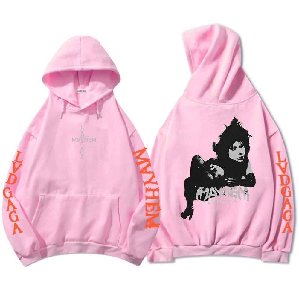 Hooded Pullovers Lady Gaga Mayhem Album Graphic Hoodies Hip Hop Unisex Streetwear Long Sleeve Loose Male Sweatshirts Print Hoody