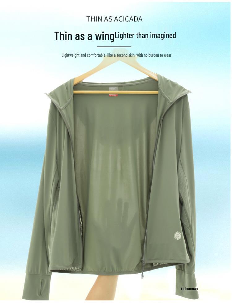 Unisex Lightweight UV Protection Summer Ice Silk Hooded Jacket for Outdoor Activities