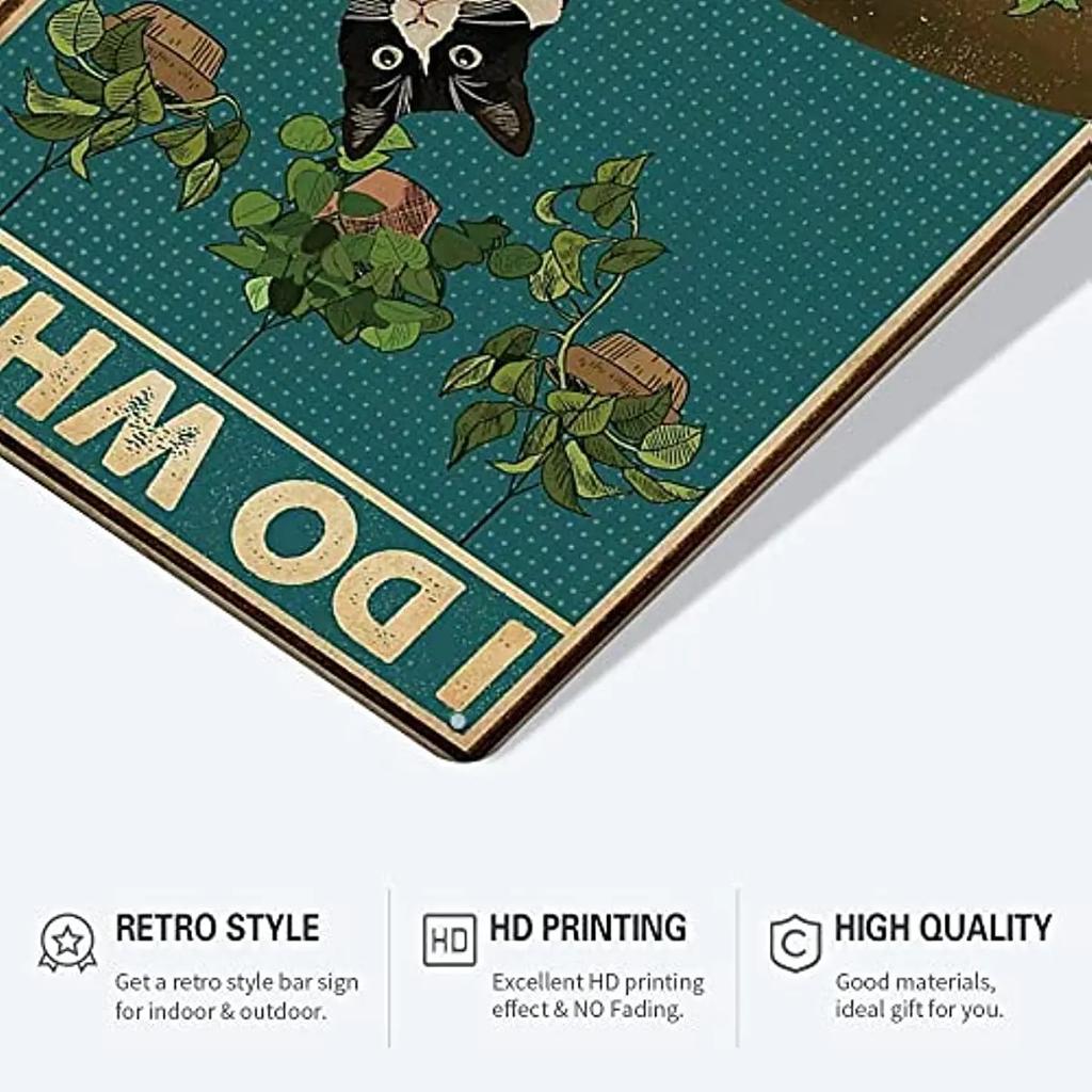 Funny Black Cat Decor Metal Tin Sign- I Do What I Want - Cute Cat Funny Metal Poster Wall Art Decor Sign for Bathroom Garden
