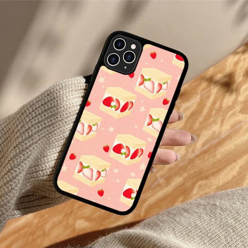 Krásný jahodový dort Pouzdro na telefon Silikonové PC+TPU Pouzdro pro iPhone 11 12 13 Pro Max 8 7 6 Plus X SE XR Tvrdé Fundas