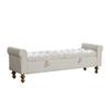 Modern Bench with 2 Lids, Velour Footstool with Rolled Armrests, As Daybed, Rubberwood Legs, for Living Room, Hallway, Bedroom, Color: Beige