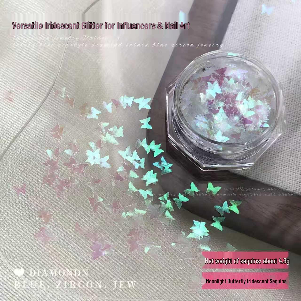 Dreamy Butterfly Sequin Nail Art – Snow White Christmas Glitter Decorations