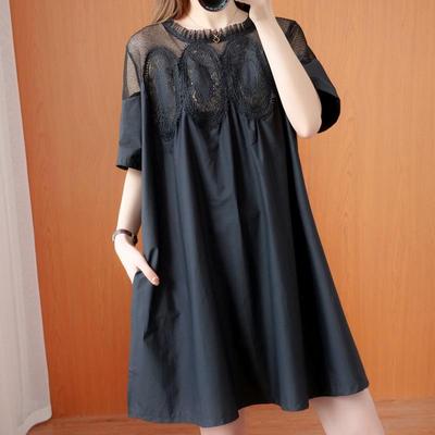 Short Sleeve Plus Size Cotton Women Casual Loose Mini Dress