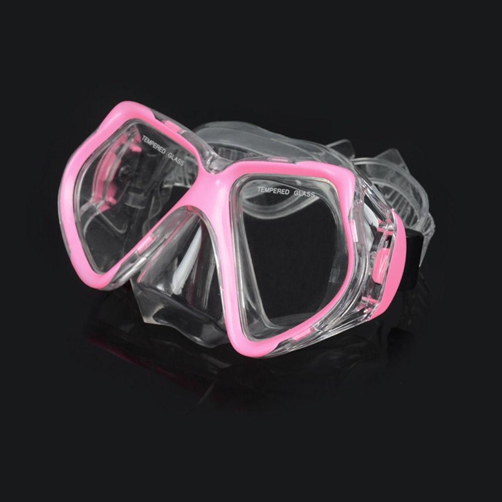Adjustable Strap Snorkel Mask Tempered Glass With Nose Cover Diving Glasses Wide View Large Frame Underwater Mask Unisex
