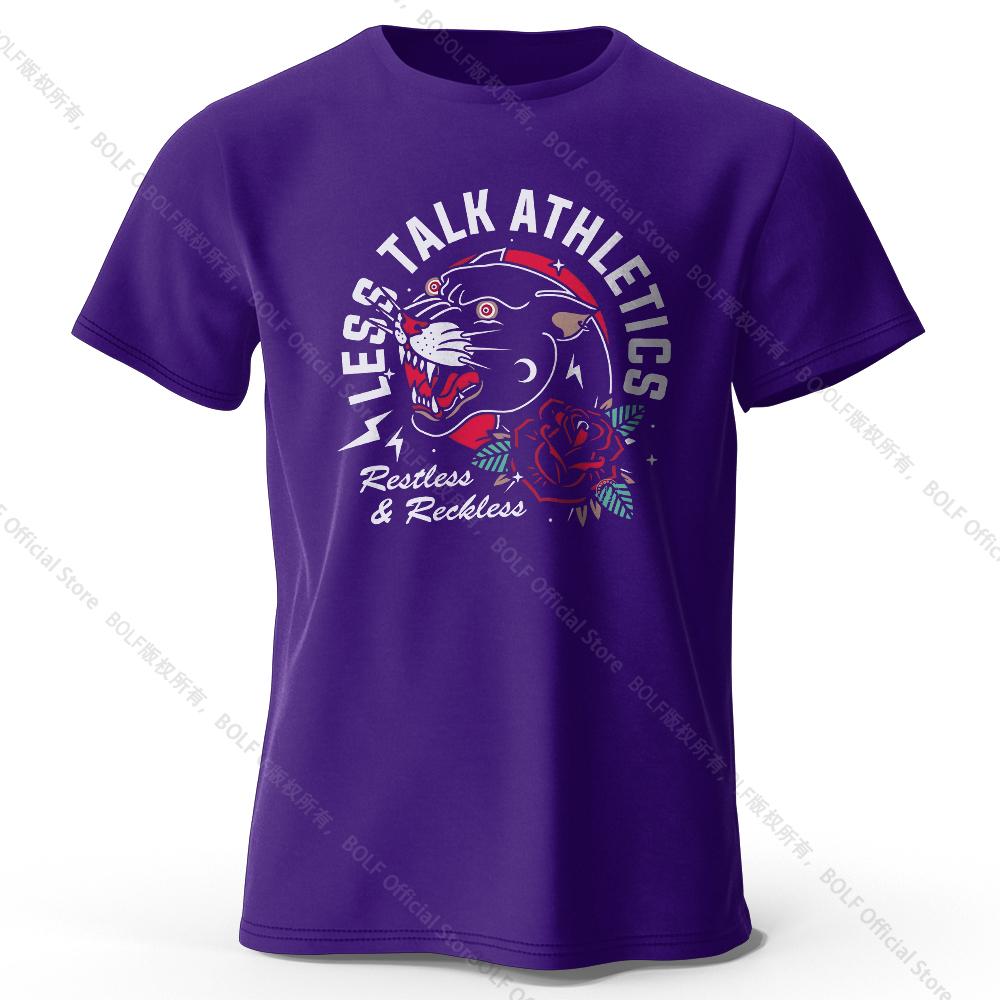 Men's Less Talk Athletics Printed T-Shirt 100% Cotton Harajuku Oversized Funny Graphic Tees for Men Women Summer Tops