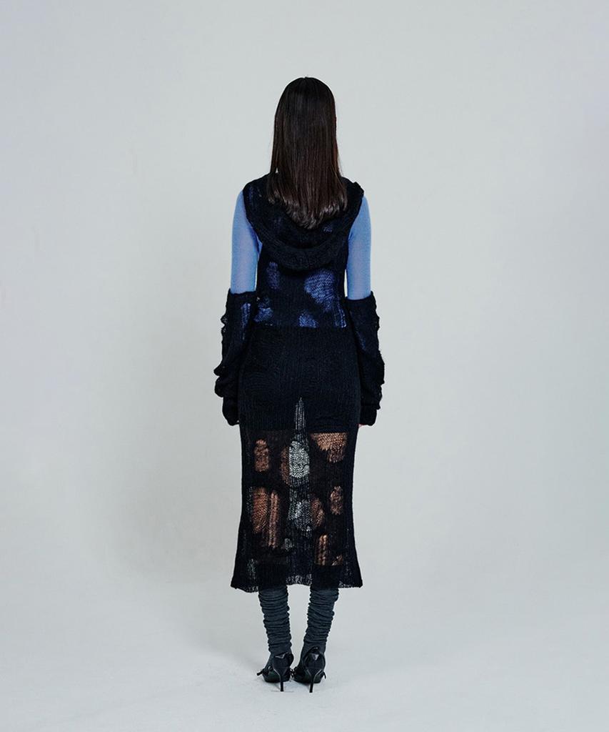 Deoaeteus Mohair Hood Long Dress_Black