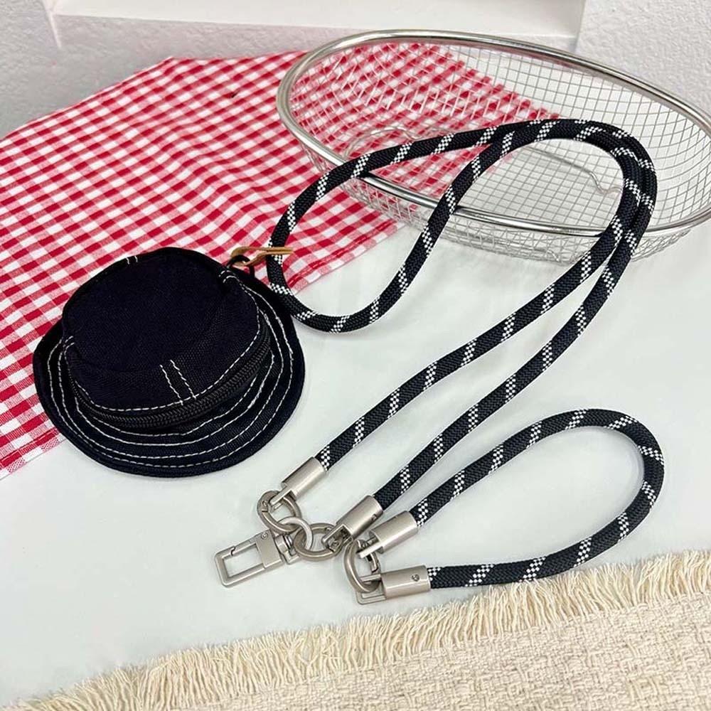 Polyester Fisherman Hat Pendant Pouch Solid Color Anti-lost Denim Hat Hanging Bag Wrist Rope Purse Mini Coin Purse Key Chain