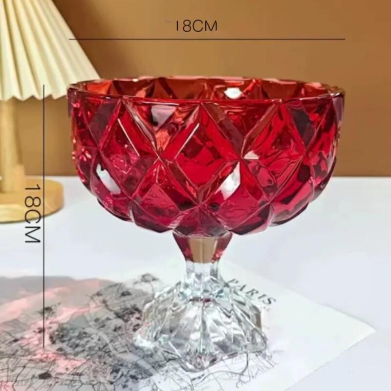 Fulevence Red European Style Crystal Glass Pedestal Dish