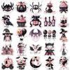 50 Cute Black and Pink Halloween Cartoon Stickers for DIY Decor: Phone Cases, Water Bottles, Notebooks (50 Sheets)