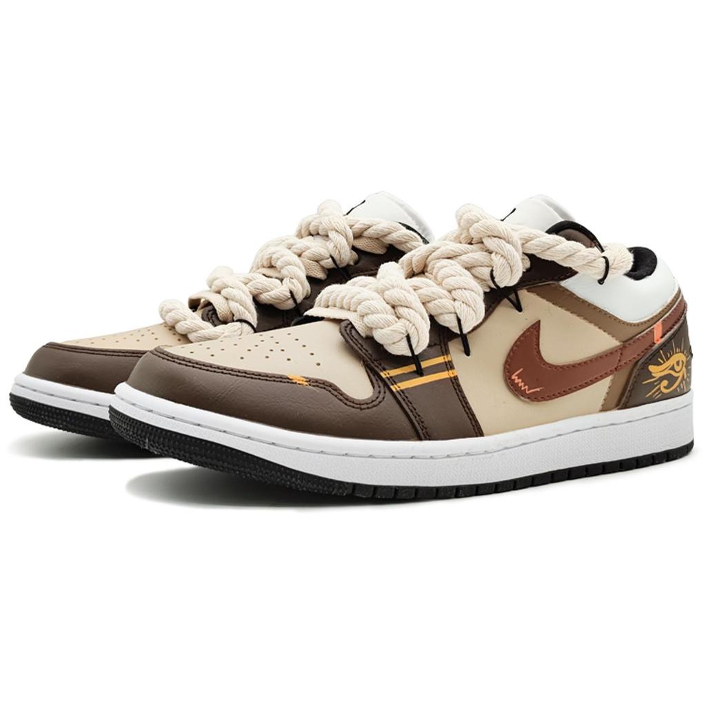 Jordan Air Jordan 1 'Panda Low top Vintage Basketball Shoes Women's Beige Brown DC0774-101(Team131-)
