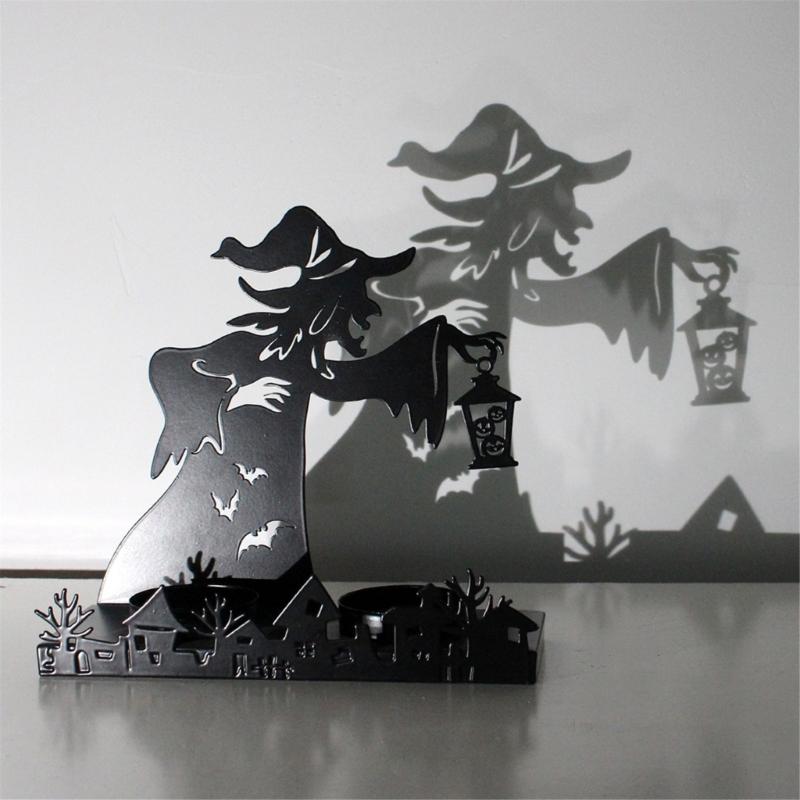 Witches Shape Iron Candle Holder,Witches Lamp Candle Stand for Halloween Party and Haunteds House Display