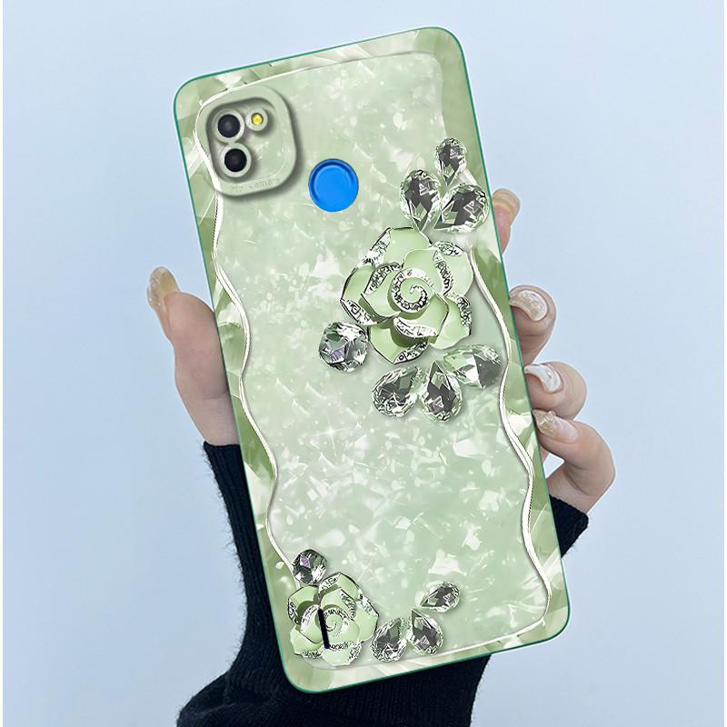 For Tecno Pop 4 Lte Case Liquid Silicone Fashion Simplicity Oil Painting Floral Back Cover For Techno Pop4 Air Phone Case BC1s