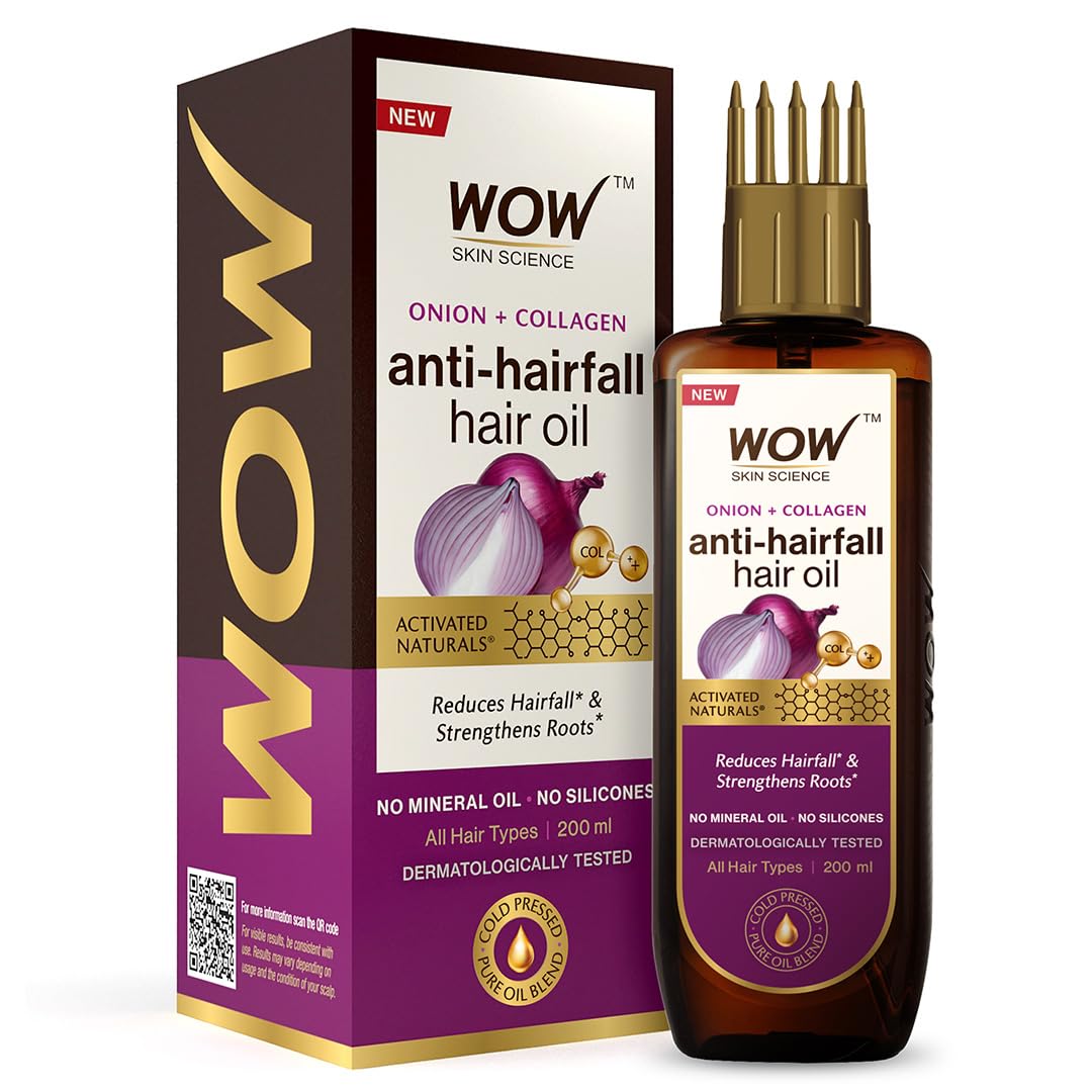 

WOW Skin Science Onion Hair Oil for Hair Fall Control & Helps Promote Hair Growth, With Cold-Pressed Onion Black Seed Oil, No Mineral Oil, Comb A