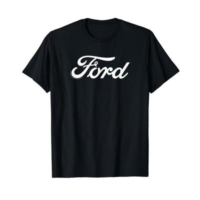Ford Official Licensed White Script Logo T-Shirt, Classic Graphic Tee for Car Enthusiasts & Ford Fans