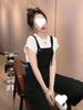 Trendy Black Straight-Leg Draping Suspender Pants for Women - Slimming, Versatile, Casual Summer Style