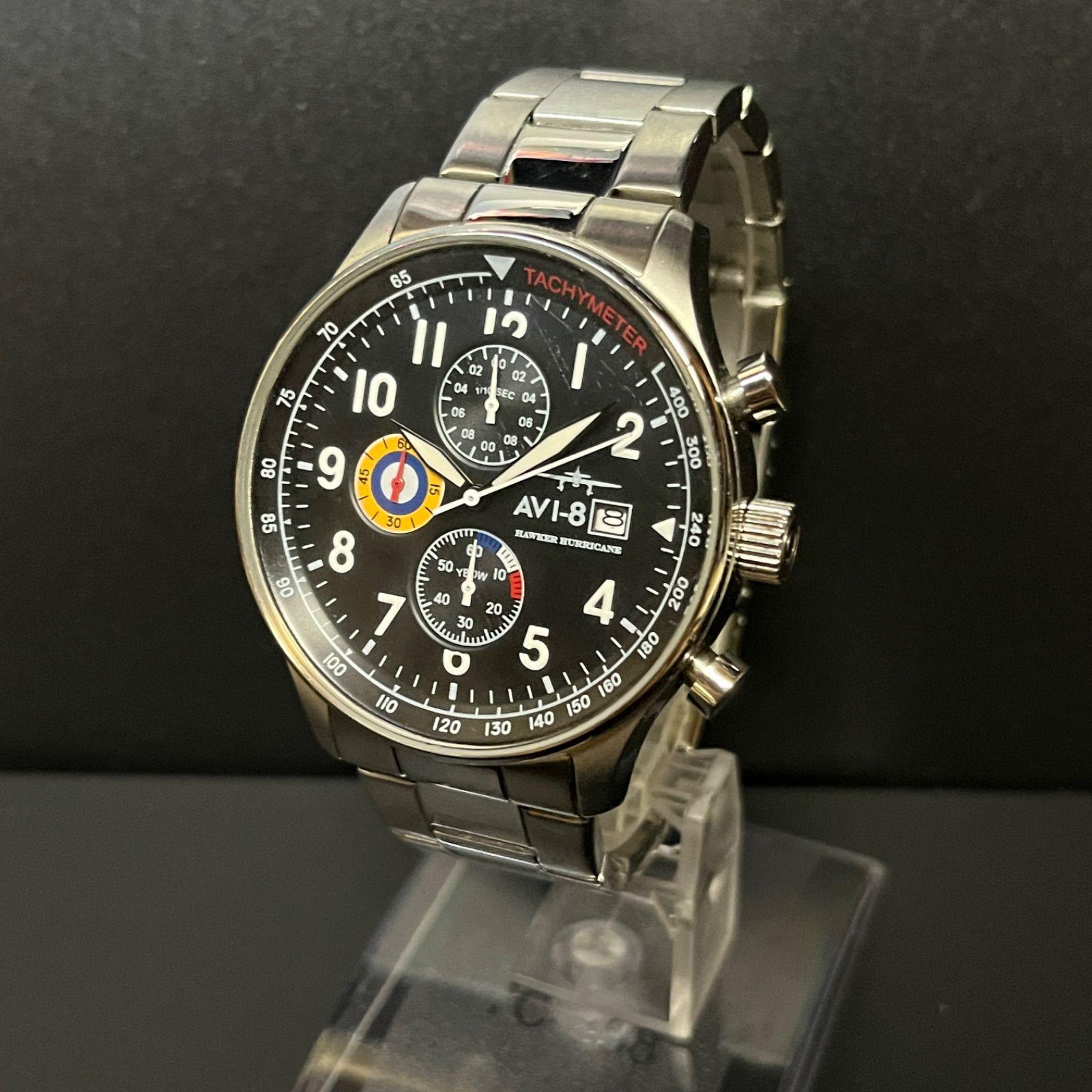 Used [Working item] Watch Hawker Hurricane Chronograph Steel Bracelet avi8 av401122 Hawker Hurricane Chronograph Steel Bracelet Wristwatch Operation
