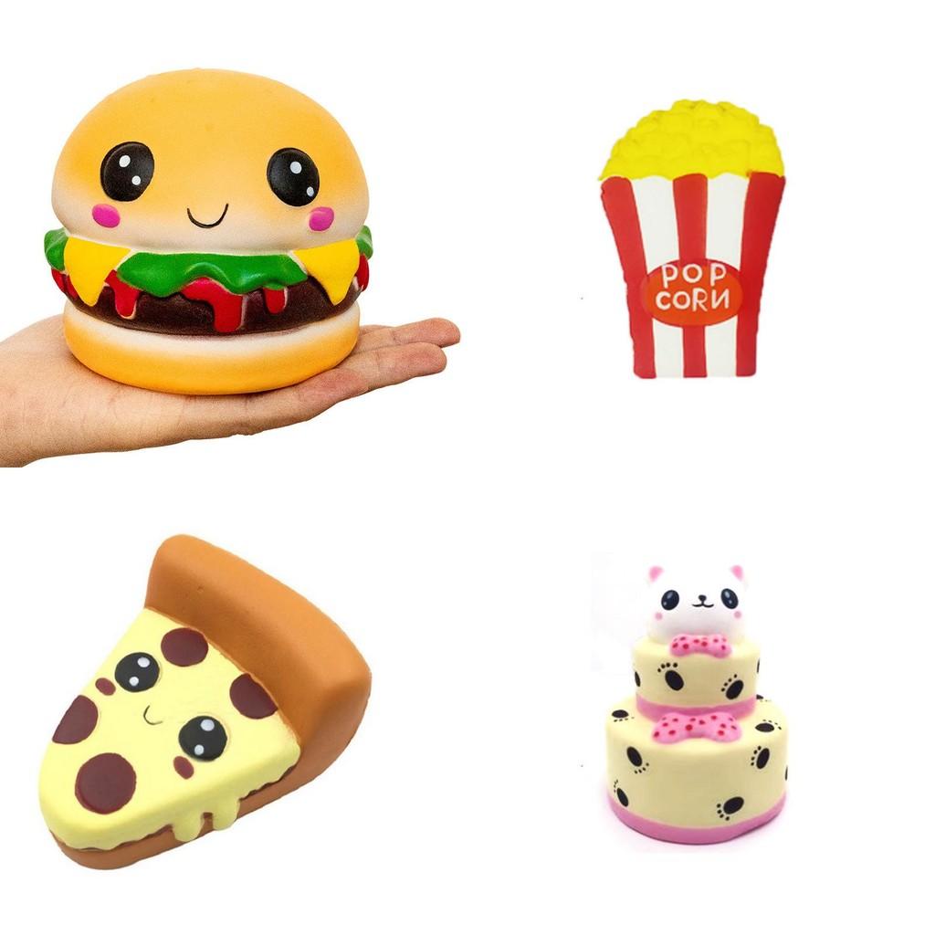 Adorable Squishy Ice Cream Cone Pu Filled Cookie And Waffle Pizza Simulation Toy