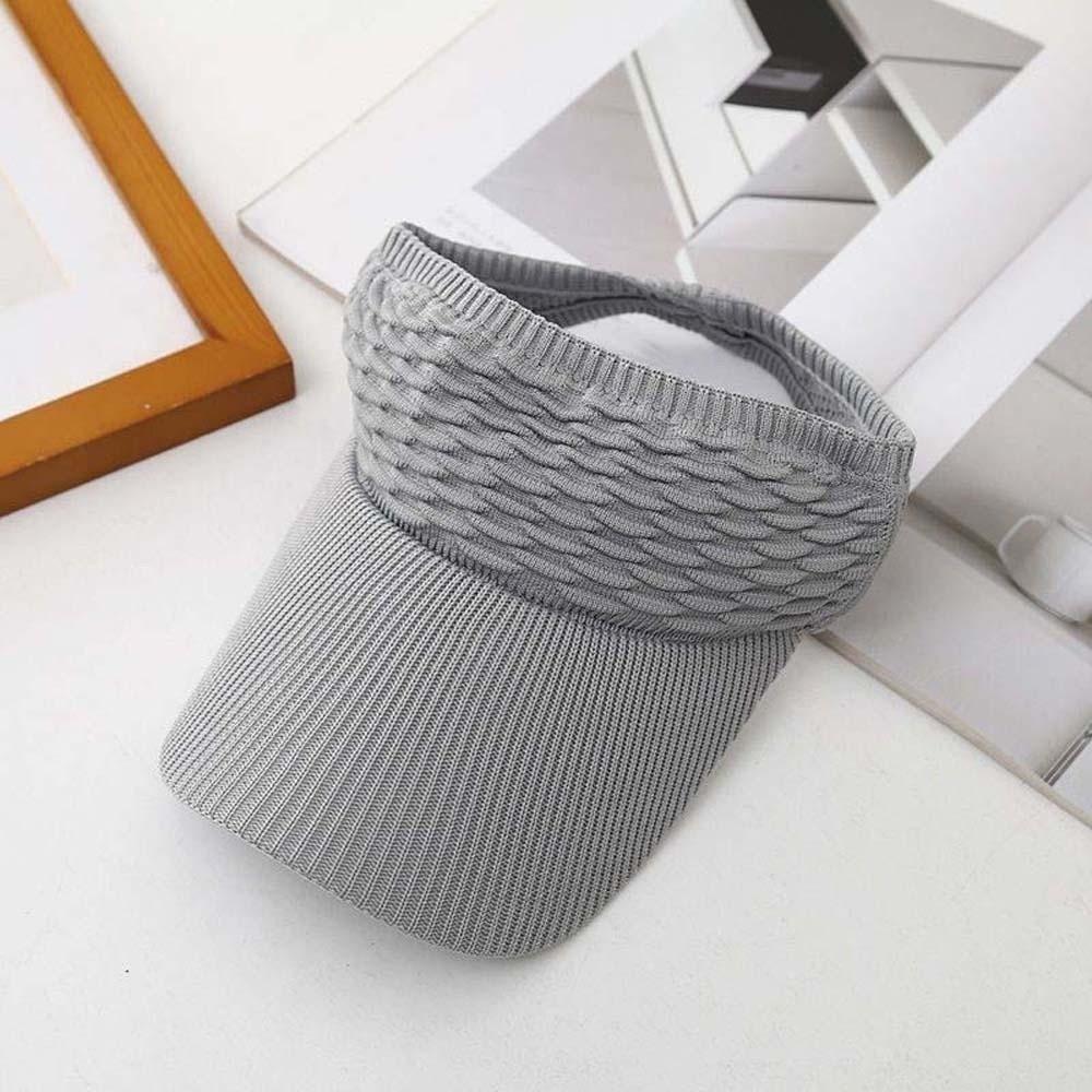 Solid Color Fish Scale Knitted Visor Cap Breathable Sunscreen Empty Top Hat  Women