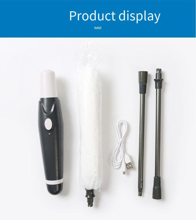 Electric Spin Duster with Bendable Feather Brush, 180-Degree Rotation for Cross-Border Cleaning