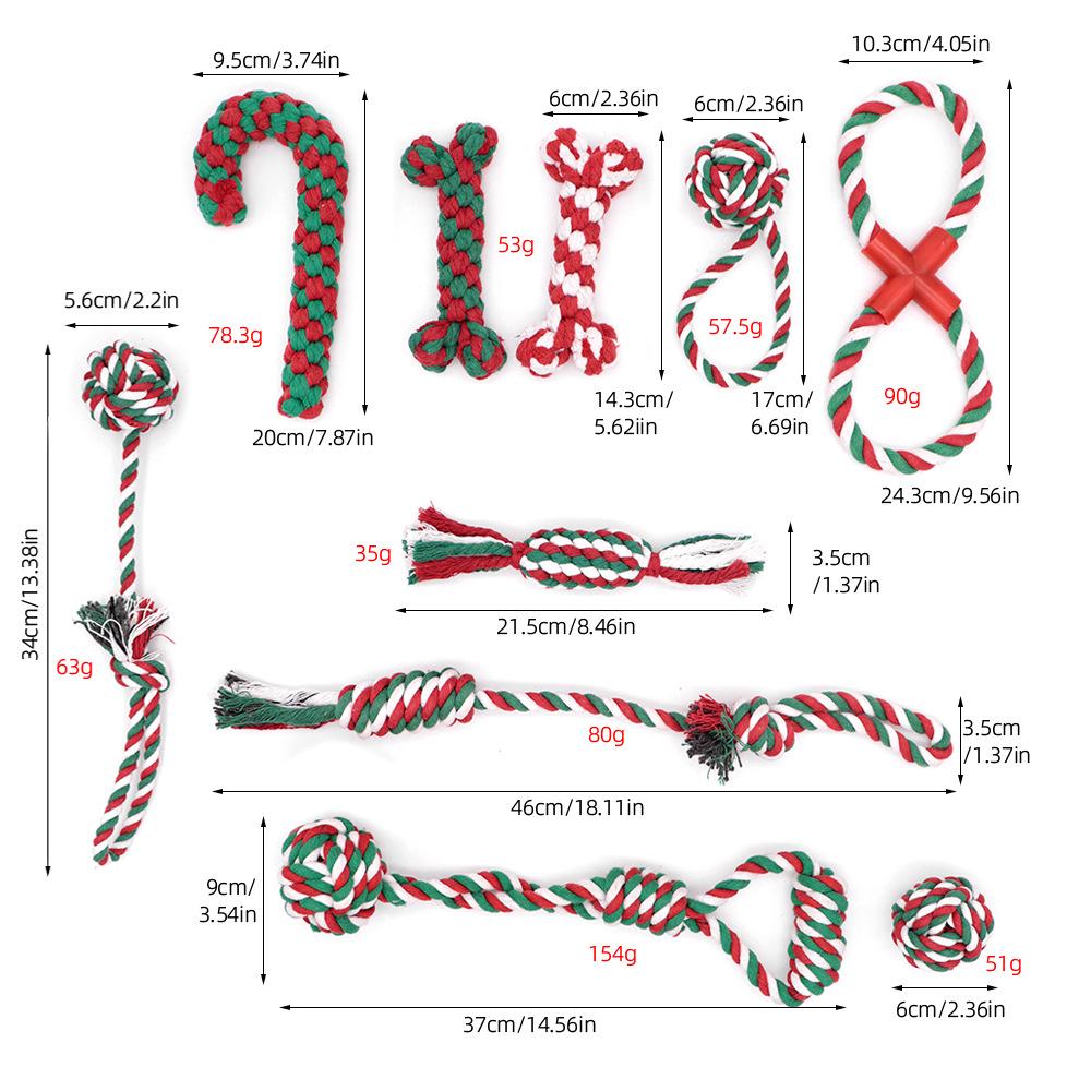 Christmas Cotton Rope Knot Toys - Bite-Resistant Teething Supplies for Dogs