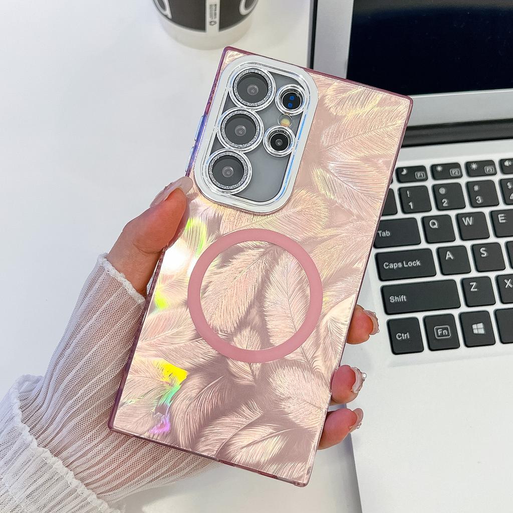 Pro pouzdro Samsung Galaxy S24 Ultra Kompatibilní s MagSafe IMD Design PC+TPU Kryt na telefon s fólií na skleněný objektiv