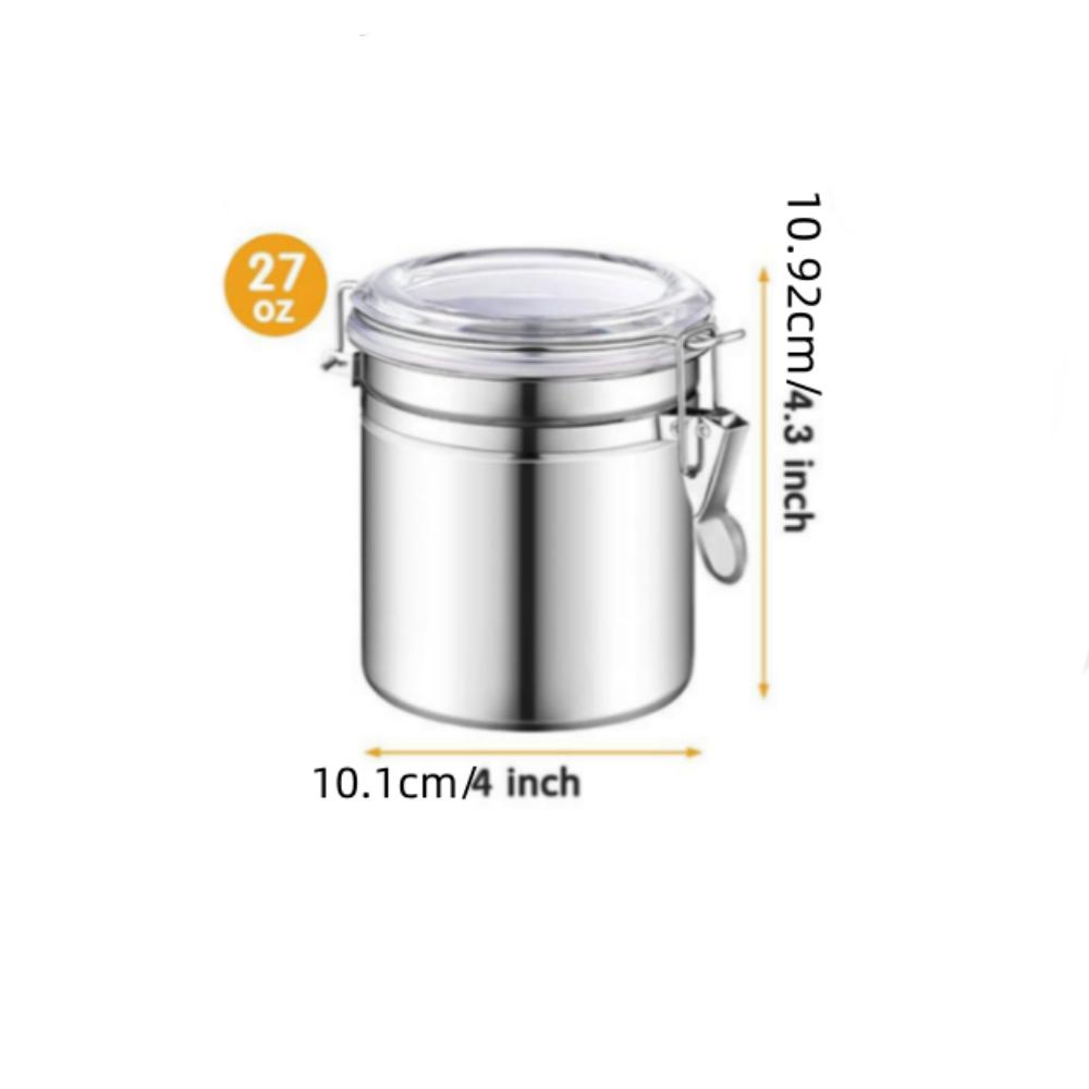 1ks/4ks Nerezová vzduchotěsná sada dóz na potraviny s průhledným víkem, Sady nádob pro kuchyňskou linku na cukr, mouku