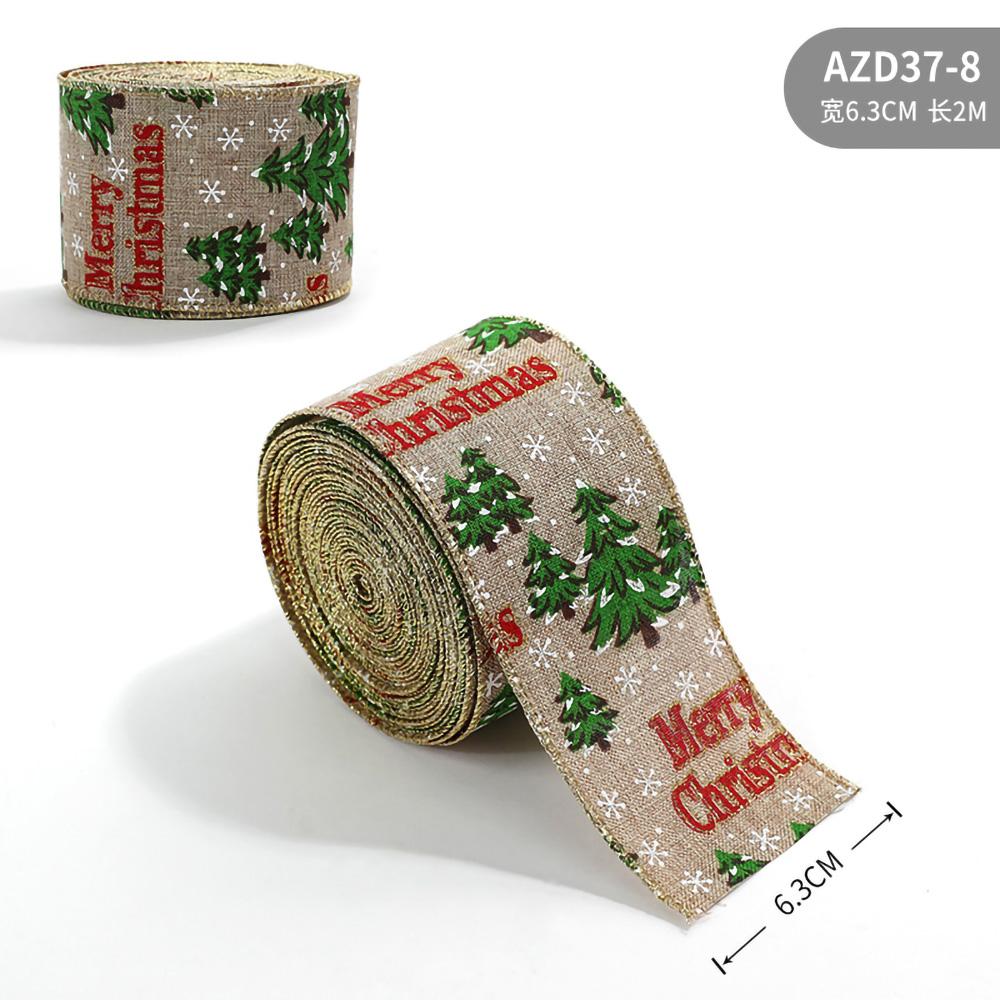 6.3CMx2M Christmas Bow Ribbon Imitation Hemp Ribbon Decorative Bow Accessories Snowflake Christmas Ribbon