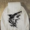 2025 Autumn Gothic Shark Printed Hoodies Men's Hip Hop Fashion Cotton Fleece Hooded Sweatshirts Y2K Streetwear Hoody Clothes