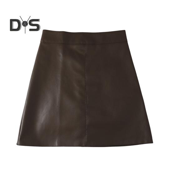 

Мини-юбка А-силуэта с высокой талией, однотонная женская юбка, осень-зима, ветрозащитная юбка с запахом на бедрах, повседневная одежда M кофейный