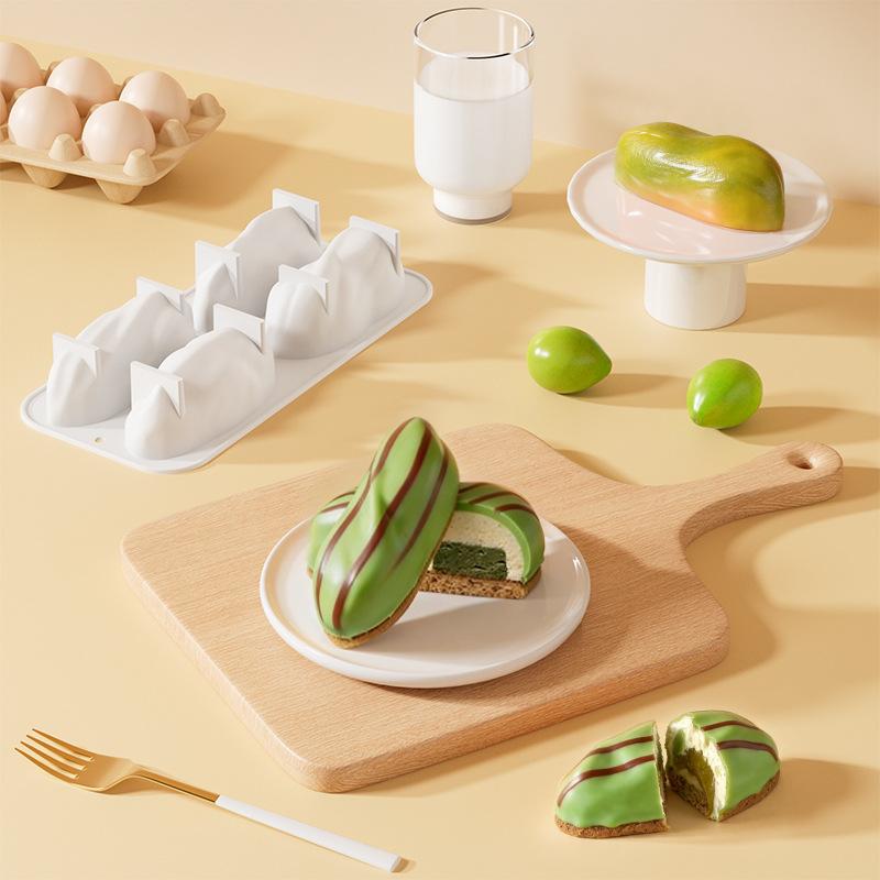 Stampo in Silicone Design Pistacchi a 4 Celle Stampo per Torta Mousse Cioccolato Fai da Te Strumenti per la Cottura di Dolci per Feste Bakeware da Cucina per Alimenti