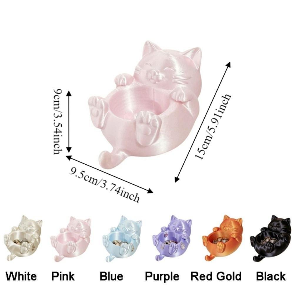 Cute 3D Printed Trinket Holder Plastic Jewelry Storage Box Modern Lucky Cat Storage Box Office