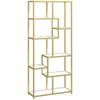 Seven-Tier Geometric Bookcase - White/Gold Tone