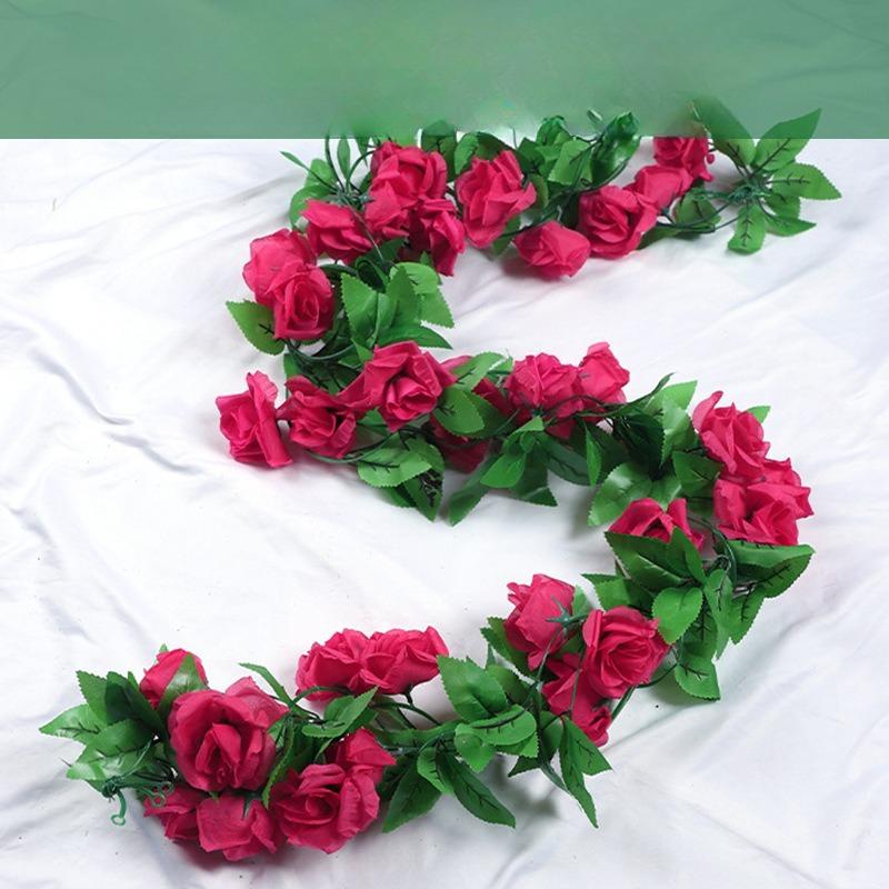 2.4m Enredadera de Flores de Rosa de Seda Artificial en Floración Hiedra Decoración para el Hogar y Bodas