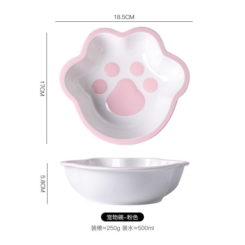

Керамическая миска с рисунком кошачьей лапы, миски для воды и еды для собак, защита шеи от переворачивания, милые товары для питомцев, 1 шт.
