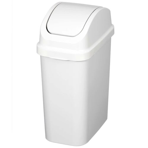 TONBO Shinki Gosei Sepa Antibacterial Swing Trash Can, 10 Liters, White Gray, 17.5cm Wide X 28.5cm Deep X 40cm High, with Lid, Made In Japan