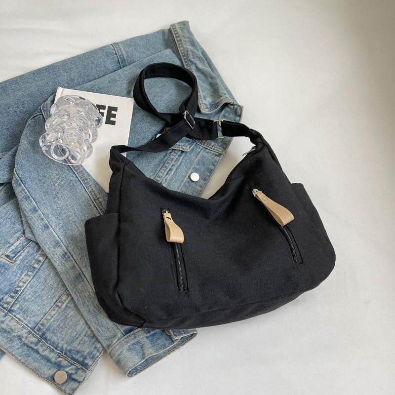 Chic Minimalist Canvas Tote Bag For Women Large Capacity Trendy Shoulder Bag 2024 New