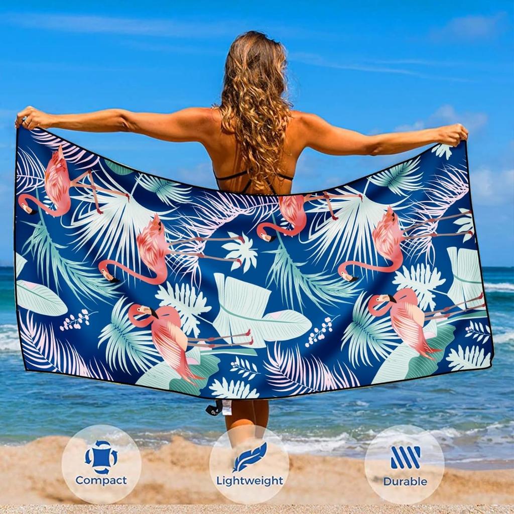 Serviette de plage en microfibre pour adulte, serviette légère extra large à séchage rapide pour la natation, les sports, la plage, la salle de sport