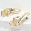 2025 square head open-toed three-color thin strap bow holiday sandals summer wear temperament socialite cool slippers women