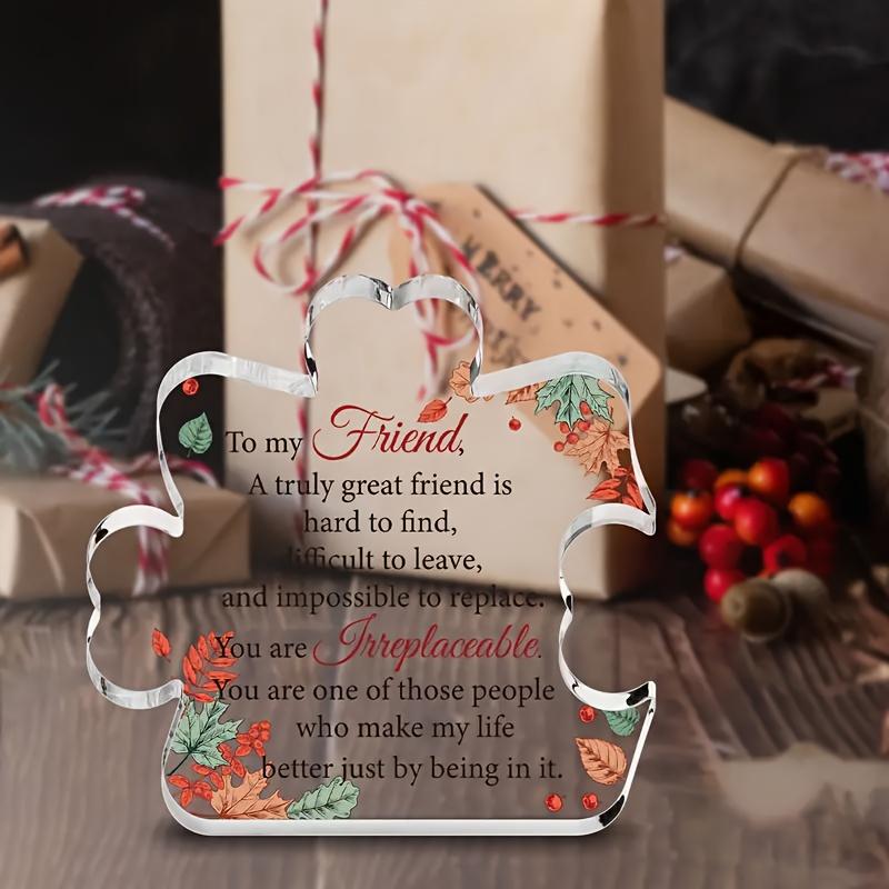 Vintage Acrylic Sign, 1pc, Friendship Puzzle Acrylic Plaque - 'You Are Irreplaceable' Heartfelt Message - Unique Best Friend Gift with Touching Quote