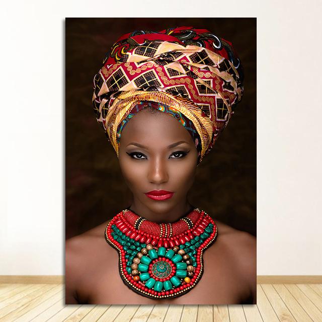 African Art Woman Canvas Painting Wall HD Picture Beauty Girl Scandinavian Posters and Prints for Living Room Home Decor Cuadros
