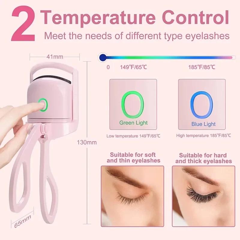Electric Heated Eyelash Curler Usb Rechargeable Eyelashes Curler Quick Heating Natural Curler Long Eyelash Lasting Makeup